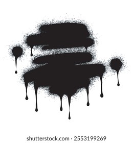 Conjunto de líneas pintadas en aerosol de graffiti y goteos salpicaduras de tinta negra aisladas sobre fondo blanco. Ilustración vectorial.