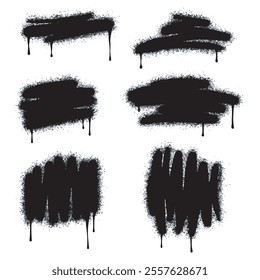 Set of graffiti Spray painted lines and Drips Black ink splatters isolated on white background. vector illustration.