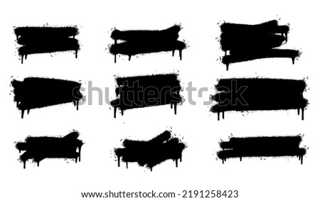Set of graffiti Spray painted lines and Drips Black ink splatters isolated on white background. vector illustration.