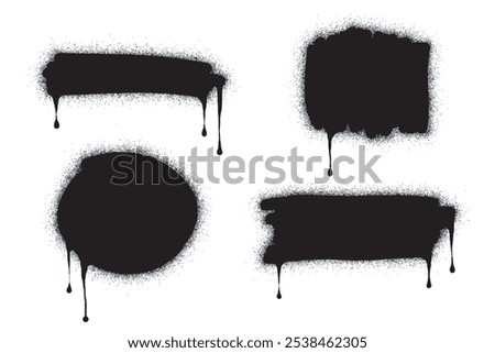 Set of graffiti Spray painted lines and Drips Black ink splatters isolated on white background. vector illustration.