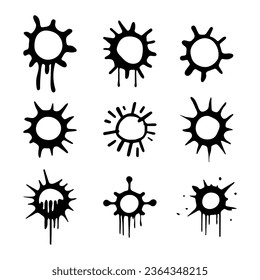 Set of graffiti Sun isolated on white background. Vector illustration