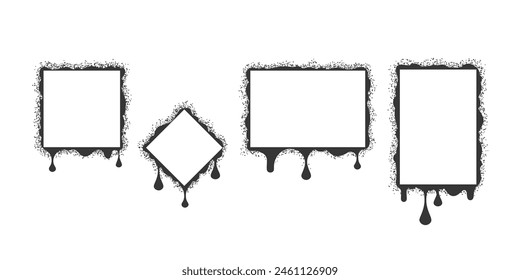 Set Of Graffiti-style Vector Frames With Dripping Paint Effect, For Urban-related Graphics, Messages, Design Projects