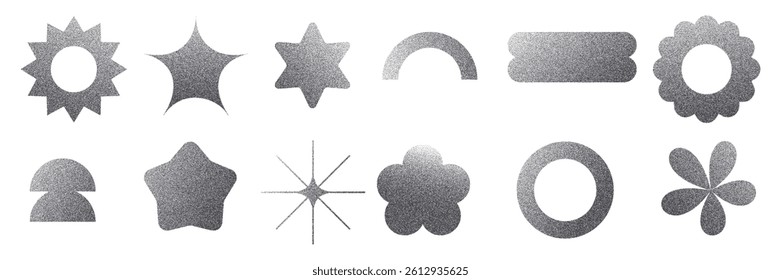 Set of Grain Textured Geometric y2k Shapes