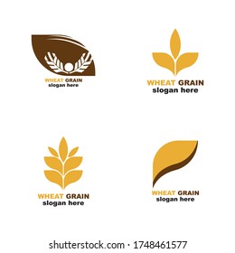 Set of Grain wheat Logo Template vector icon design,
