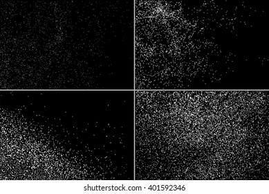 Set grainy abstract  texture on  black background. Snow texture. Flat design element. Vector illustration,eps 10.