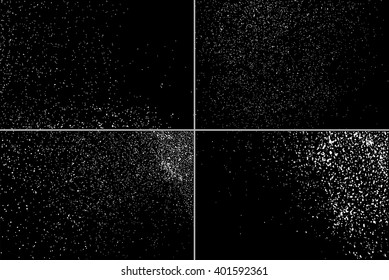 Set grainy abstract  texture on  black background. Snow texture. Flat design element. Vector illustration,eps 10.