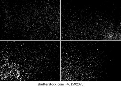 Set grainy abstract  texture on  black background. Snow texture. Flat design element. Vector illustration,eps 10.