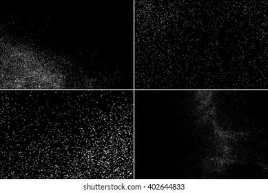 Set grainy abstract  texture on  black background. Snow texture.  Flat design element. Vector illustration,eps 10.