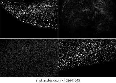 Set grainy abstract  texture on  black background. Snow texture.  Flat design element. Vector illustration,eps 10.