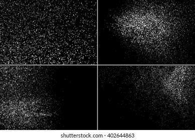 Set grainy abstract  texture on  black background. Snow texture. Flat design element. Vector illustration,eps 10.