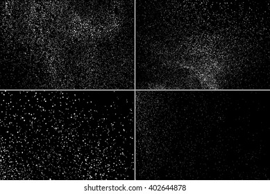 Set grainy abstract  texture on  black background. Snow texture.  Flat design element. Vector illustration,eps 10.