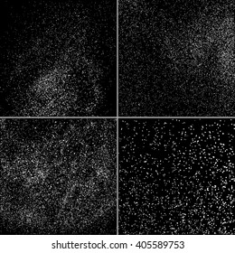 Set grainy abstract  texture on  black background. Snow texture. Grunge design element.  Vector illustration,eps 10.