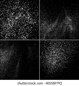 Set grainy abstract  texture on  black background. Snow texture. Grunge design element.  Vector illustration,eps 10.