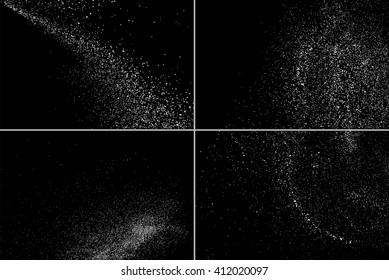 Set grainy abstract  texture on  black background. Snow design element. Vector illustration,eps 10.