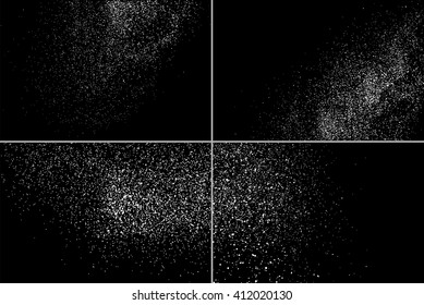 Set grainy abstract  texture on  black background. Snow design element. Vector illustration,eps 10.