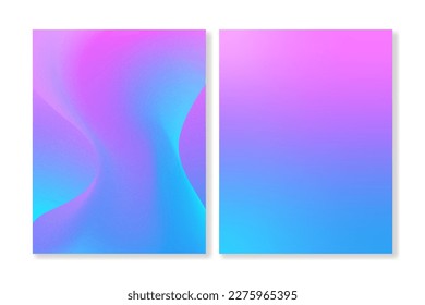 Set of grainy gradient backgrounds with abstract waves in blue, purple and pink. For covers, wallpapers, branding, social media and other projects. You can use a grainy texture for both backgrounds.