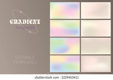 Set grainy gradient backgrounds  Light pastel colors  delicate shades  Skin tone  Holographic colors  Gradient mesh  vector background