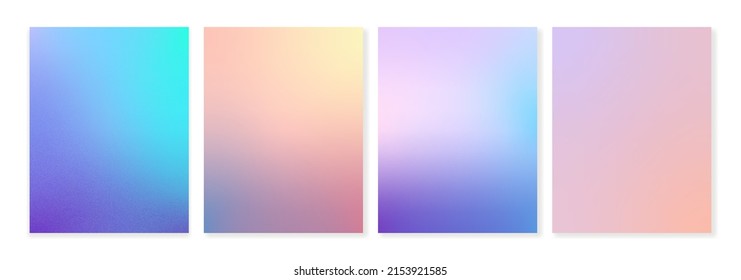 Set of grainy gradient backgrounds in trendy colors with soft transitions. For covers, wallpapers, branding, social media and other projects. 