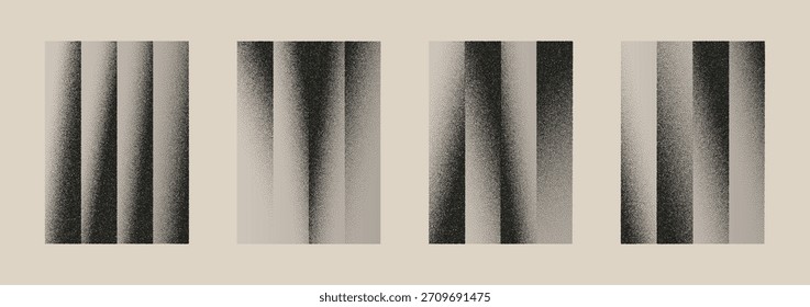Conjunto de texturas de Vertical granuladas con efecto noise, spray semitono y rayas grunge. Abstractas patrones afligidos para superposiciones, carteles, diseños retro y diseños minimalistas modernos