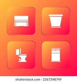 Set Grand piano, Flower pot, Toilet bowl and Big bed icon. Vector