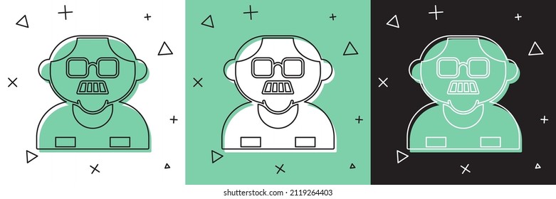 Set Grandfather icon isolated on white and green, black background.  Vector