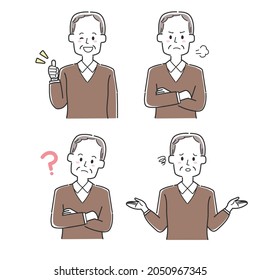 A set of grandfathers with various facial expressions