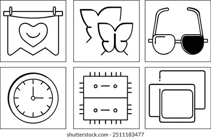 Set of Grandparents day element characters, icon set in outline style with vector collections. Different hand drawn father's Day line icons characters, banner, typography poster, postcard, sticker,