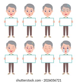 A set of grandpas expressing various emotions. It's vector art, so it's easy to edit.