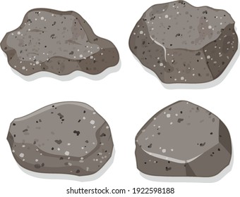 Satz aus Granitsteinen einzeln auf weißem Hintergrund - Vektorgrafik