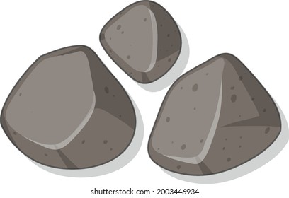 Conjunto de piedras de granito aisladas en la ilustración de fondo blanco
