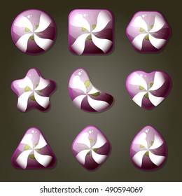 Set of grape candies for match three game