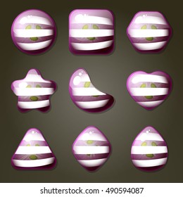 Set of grape candies for match three game