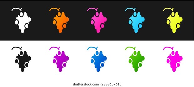 Set Grape fruit icon isolated on black and white background.  Vector