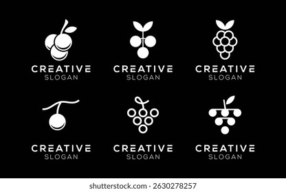 Set of Grape Fruit logo design templates. Modern isolated Grape Fruit symbols for food and drink