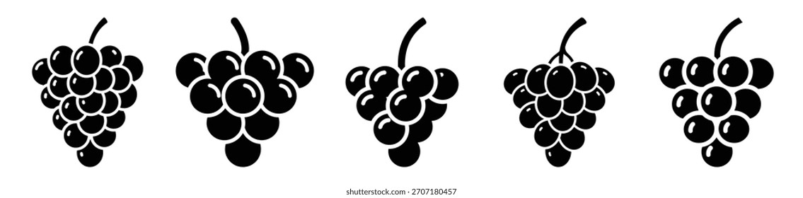 Conjunto de Ilustración vectorial de icono de racimo de uvas aislado sobre fondo blanco
