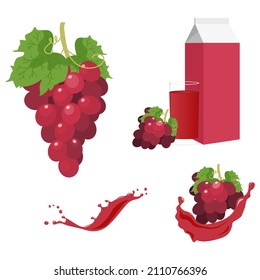 Set of grapes juice, vector illustration.