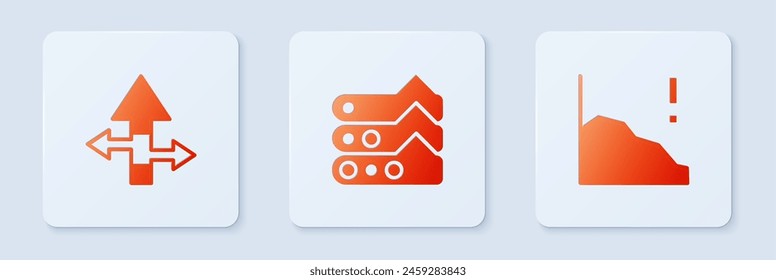 Set Graph, chart, diagram, Arrow and Financial growth decrease. White square button. Vector