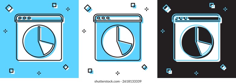 Set Graph, chart, diagram, infographic icon isolated on blue and white, black background.  Vector