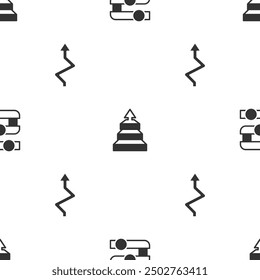 Set Graph, chart, diagram, Pyramid infographics and Arrow on seamless pattern. Vector