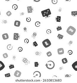 Set Graph chart infographic, Digital speed meter, Financial growth and dollar on seamless pattern. Vector