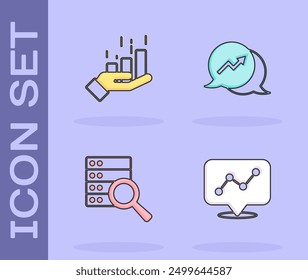 Set Graph chart infographic, Financial growth, Server and  icon. Vector