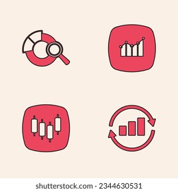 Legen Sie Graph Diagramm Infografik, Suchdatenanalyse, Finanzwachstum und Browser mit Stock-Markt-Symbol. Vektorgrafik