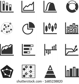 Set of graph chart reporting icon. Thin line vector illustrator.