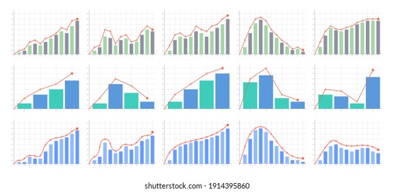 Set Of Graph Combo Column On White Background