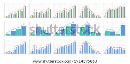 Set Of Graph Combo Column On White Background