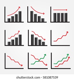 Set of Graph Icon isolated on grey background.