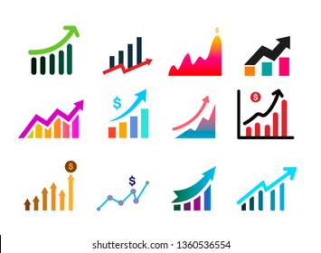 Set of graph icon. Profits transparency logo concept. Vector illustration. Isolated on white background.