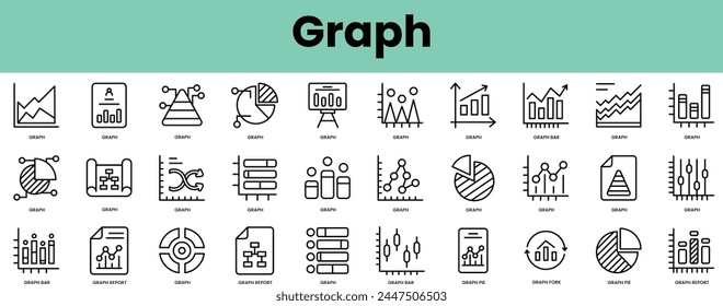Gruppe von Graphensymbolen. Linearformat-Symbol-Paket. Vektorillustration