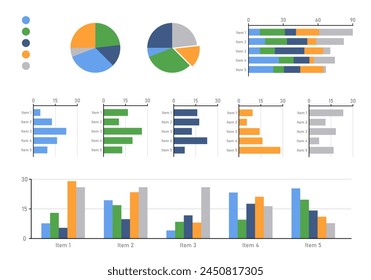 Conjunto de iconos de gráficos. Diagrama de flecha abajo o arriba de estadísticas y Vector de datos