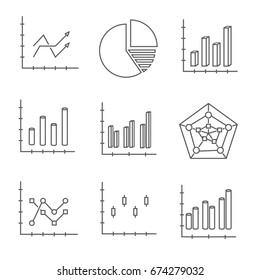 Set of graph line icon. Line icons with flat design elements on white background. Symbol for your web site design, logo, app, UI. Vector illustration, EPS